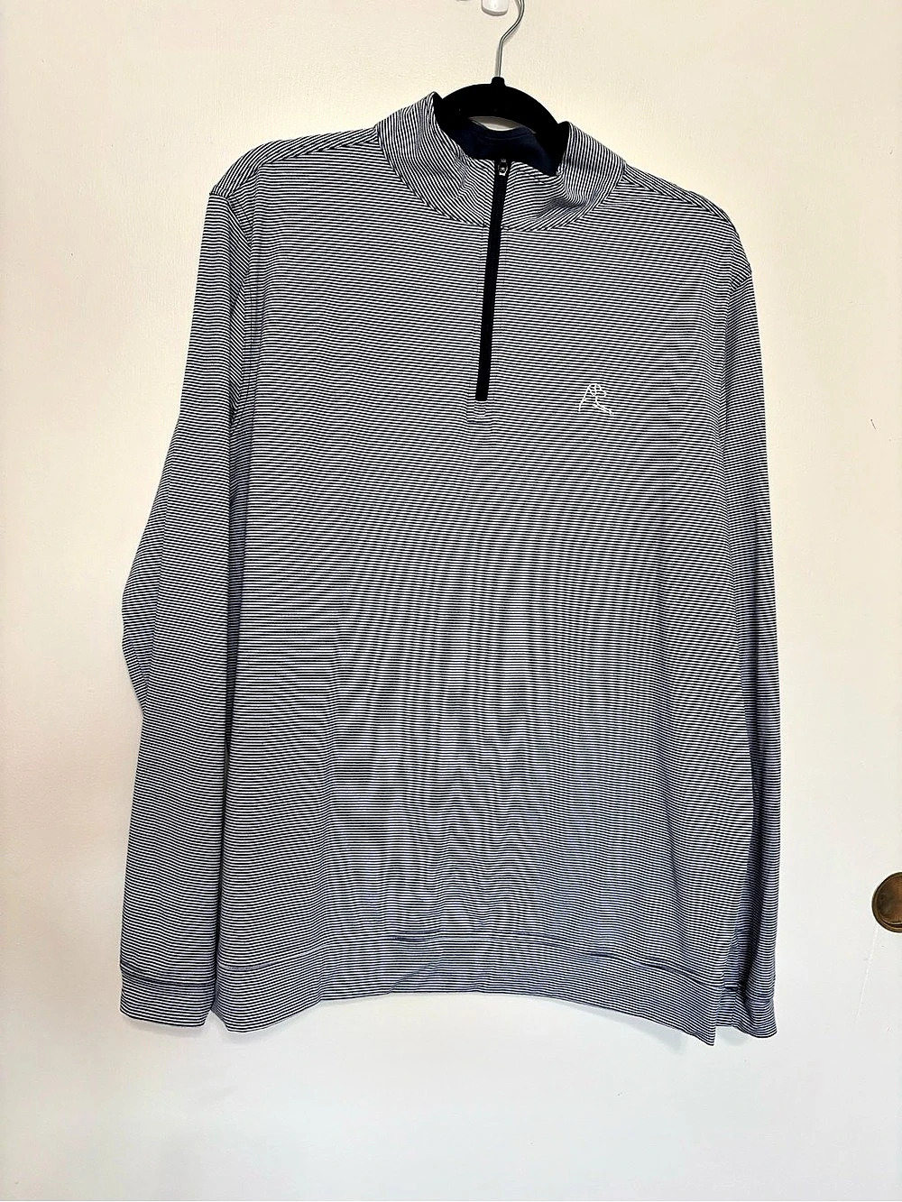 Rhoback Riva Heather Stripe Performance Q-Zip Blue & White Large